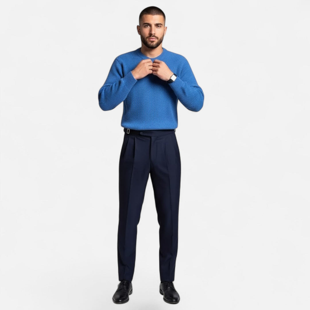 Men's Thick Ribbed Knit Sweater Crewneck Long-Sleeve Loose Pullover Winter