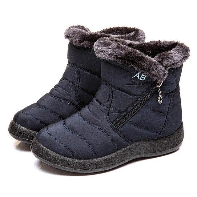 Women's Snow Boots Waterproof Plush-Lined Side-Zip Non-Slip Warm
