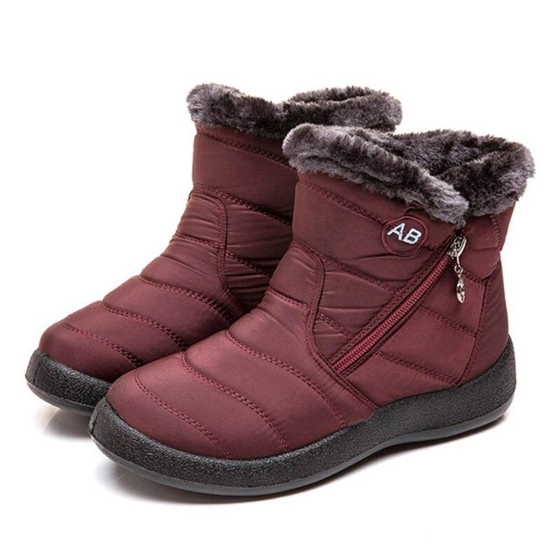 Women's Snow Boots Waterproof Plush-Lined Side-Zip Non-Slip Warm
