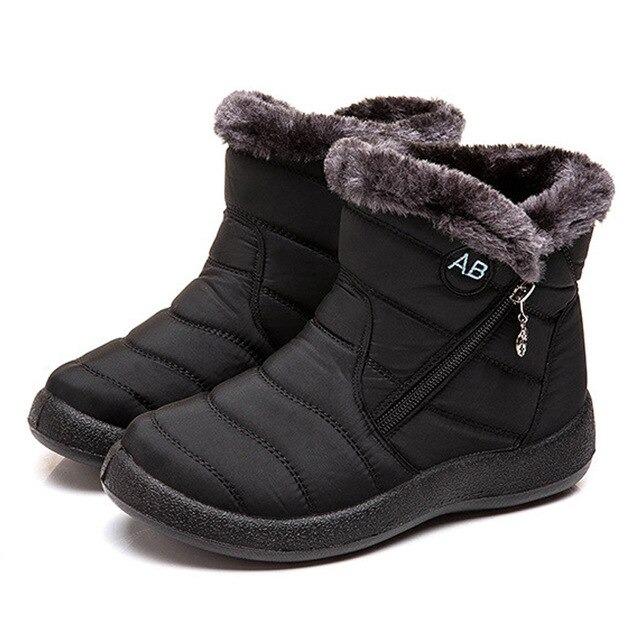 Women's Snow Boots Waterproof Plush-Lined Side-Zip Non-Slip Warm
