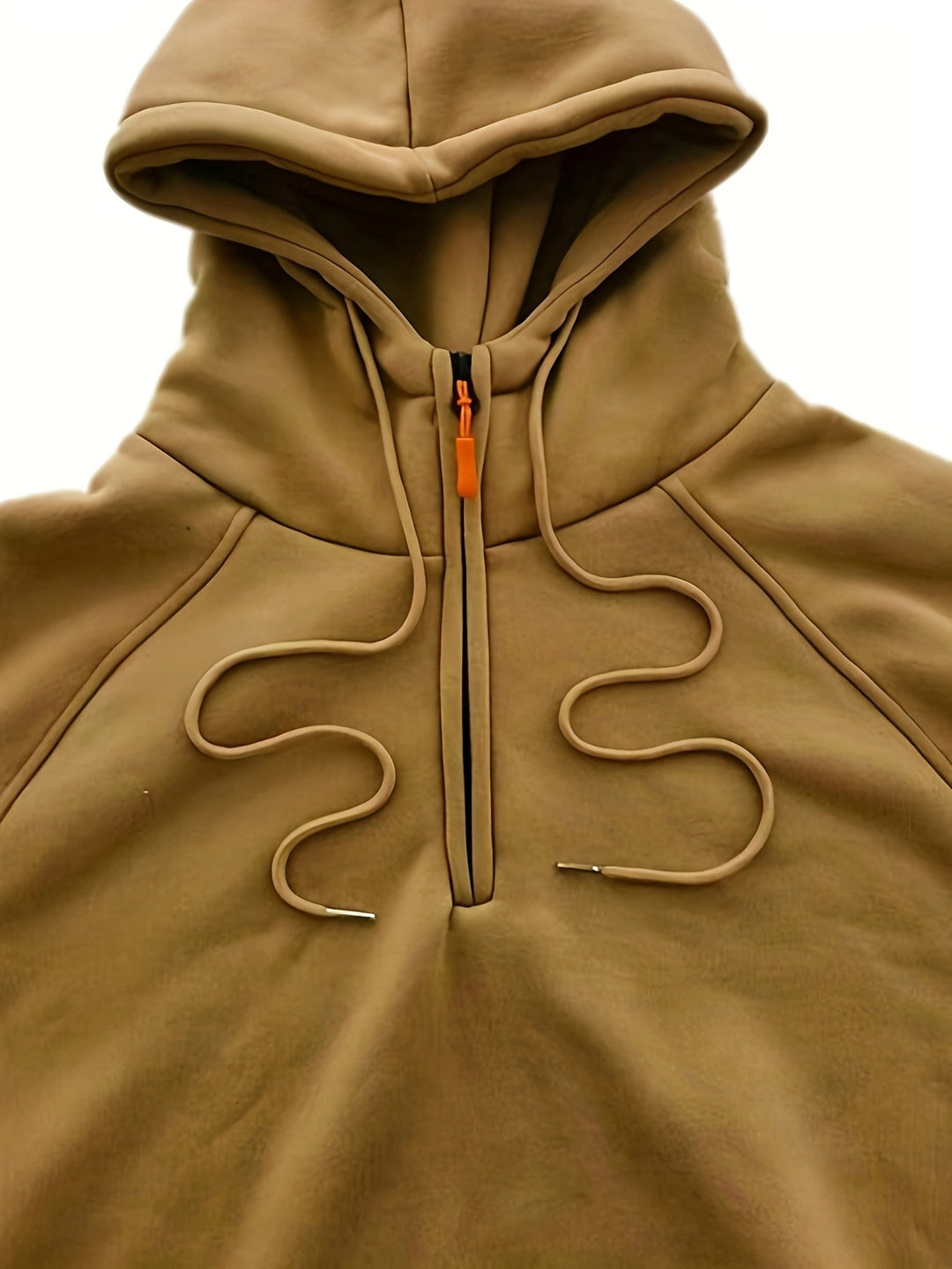Men's Utility Quarter-Zip Hoodie Drawstring Sleeve Pocket Techwear Relaxed