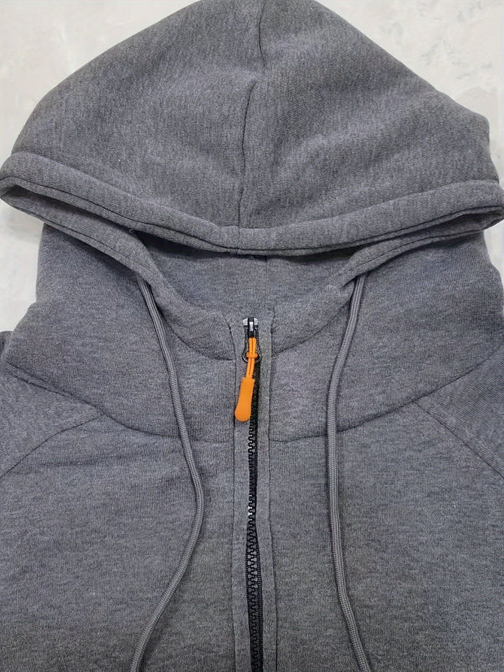 Men's Utility Quarter-Zip Hoodie Drawstring Sleeve Pocket Techwear Relaxed