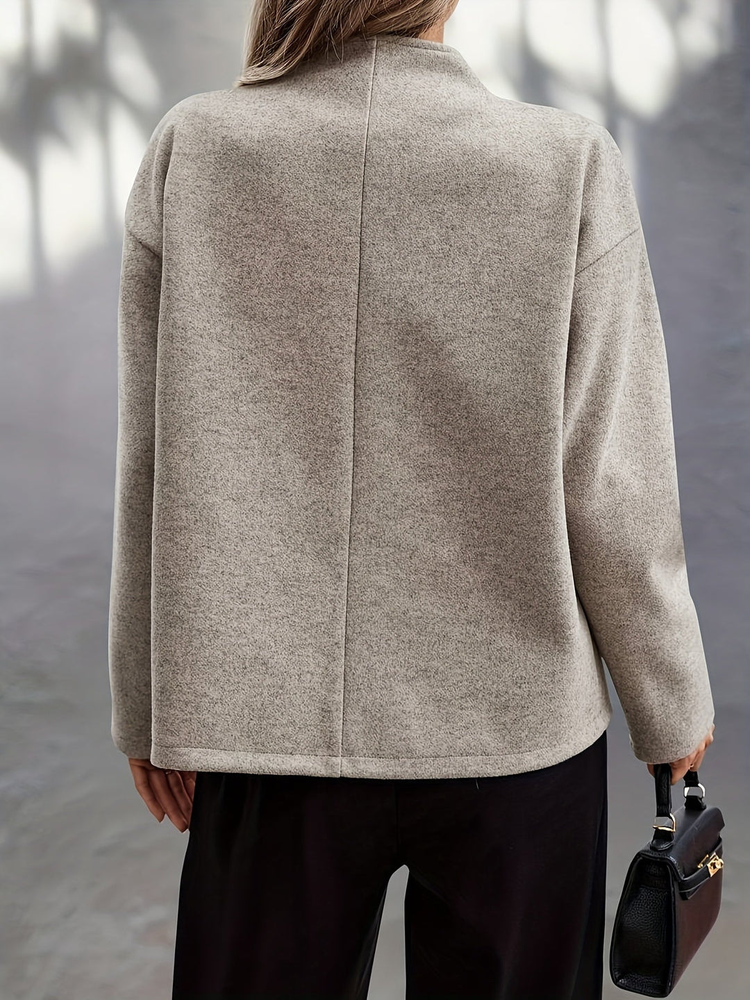Women's Apricot Wool Pea Coat Stand Collar Double-Breasted Oversized Winter
