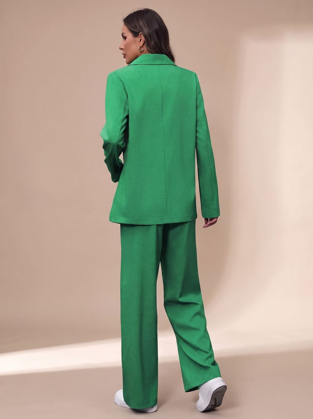 Women's Double-Breasted Suit Set Blazer Wide-Leg Pants Two-Piece Office