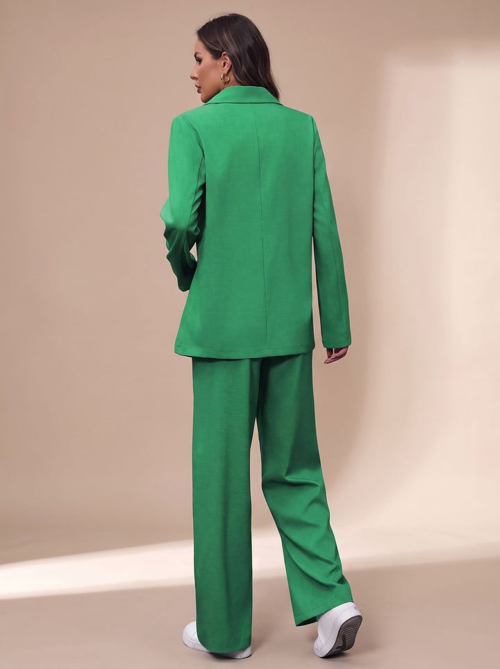 Women's Double-Breasted Suit Set Blazer Wide-Leg Pants Two-Piece Office