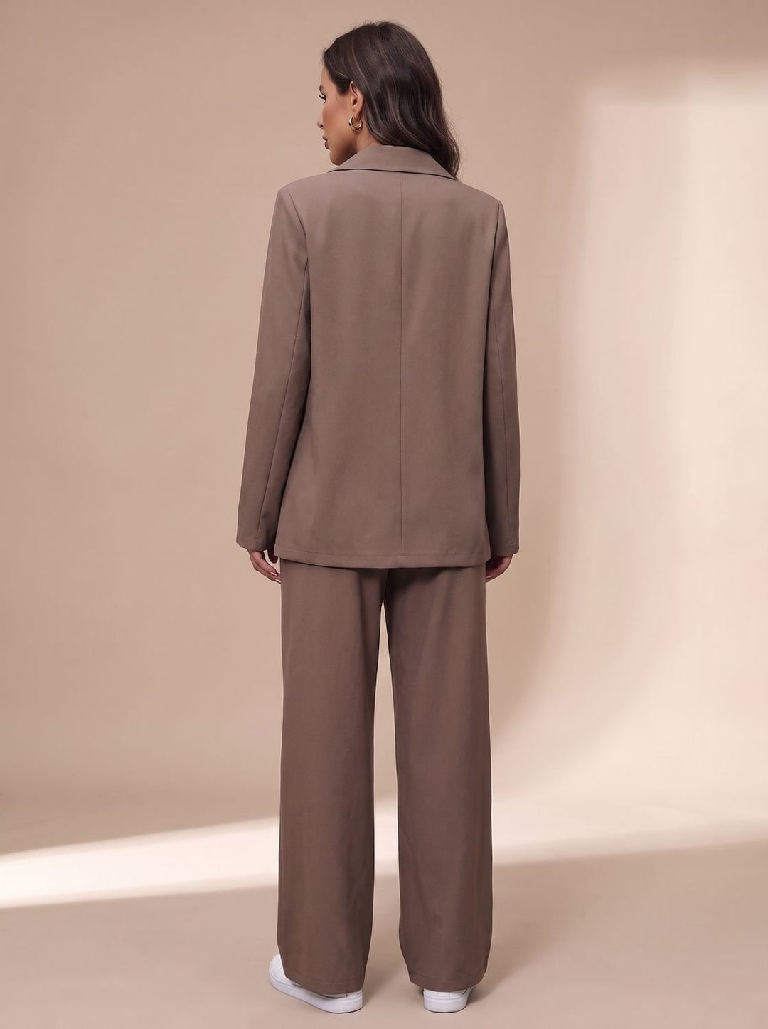 Women's Double-Breasted Suit Set Blazer Wide-Leg Pants Two-Piece Office
