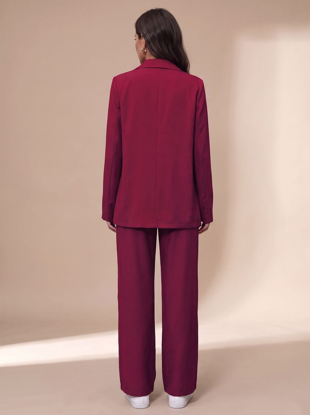 Women's Double-Breasted Suit Set Blazer Wide-Leg Pants Two-Piece Office