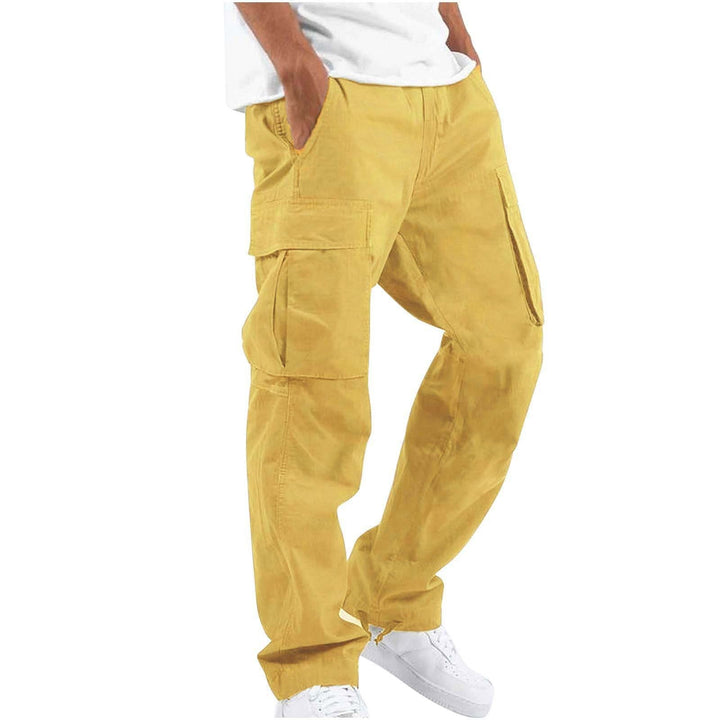Men's Cargo Trousers Multi-Pocket Relaxed Straight Cotton Workwear Casual