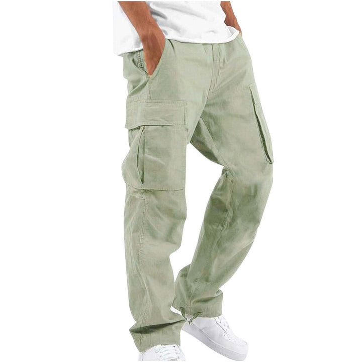 Men's Cargo Trousers Multi-Pocket Relaxed Straight Cotton Workwear Casual