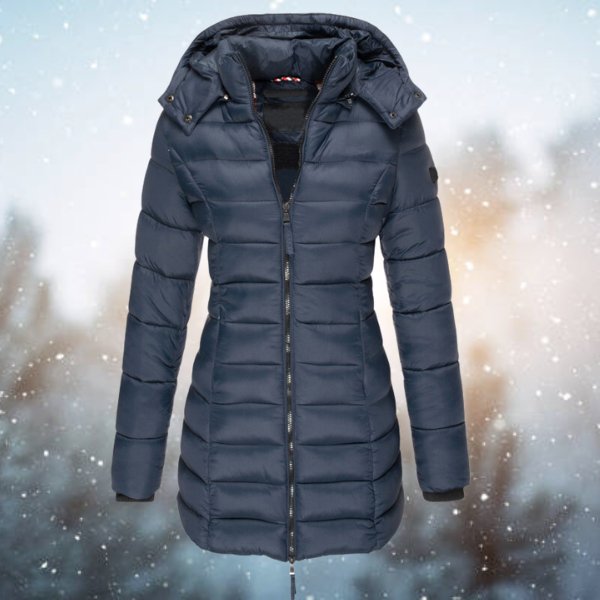 Women's Hooded Quilted Slim-Fit Puffer Jacket Zip-Up Winter Coat