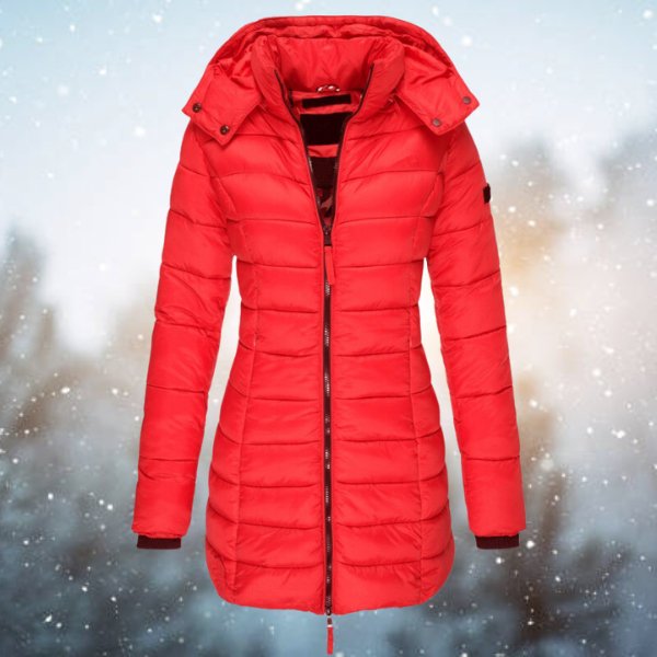 Women's Hooded Quilted Slim-Fit Puffer Jacket Zip-Up Winter Coat