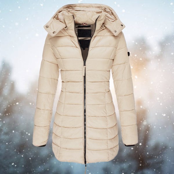 Women's Hooded Quilted Slim-Fit Puffer Jacket Zip-Up Winter Coat