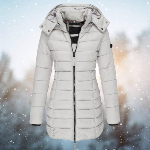 Women's Hooded Quilted Slim-Fit Puffer Jacket Zip-Up Winter Coat