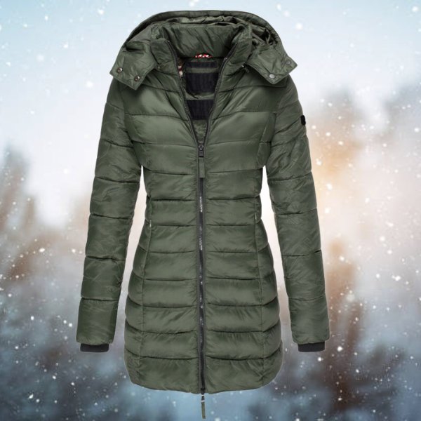 Women's Hooded Quilted Slim-Fit Puffer Jacket Zip-Up Winter Coat