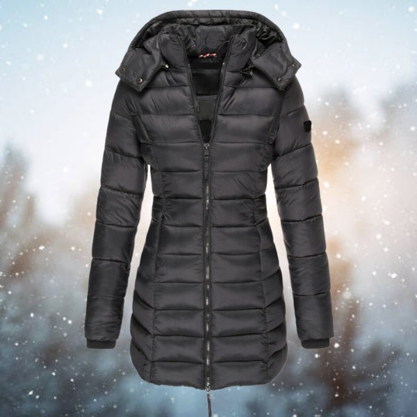 Women's Hooded Quilted Slim-Fit Puffer Jacket Zip-Up Winter Coat