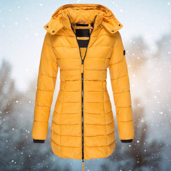 Women's Hooded Quilted Slim-Fit Puffer Jacket Zip-Up Winter Coat