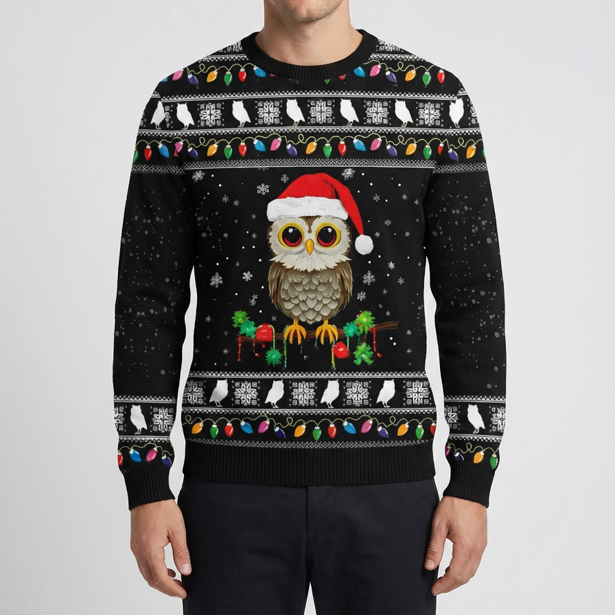 Men's Tacky Christmas Sweater Frog Graphic Festive Ugly Holiday