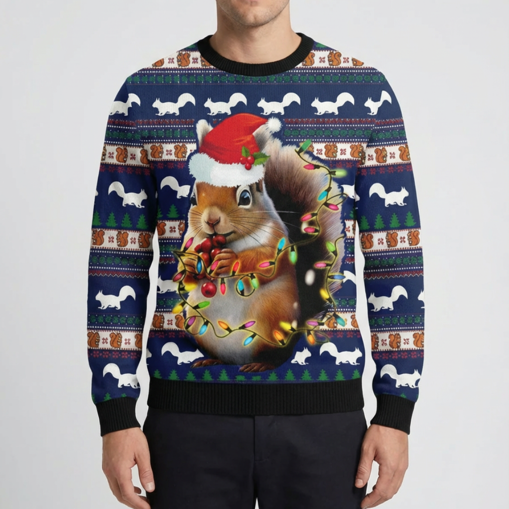 Men's Tacky Christmas Sweater Frog Graphic Festive Ugly Holiday