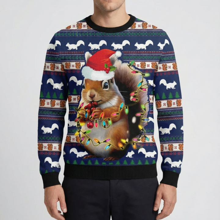 Men's Tacky Christmas Sweater Frog Graphic Festive Ugly Holiday