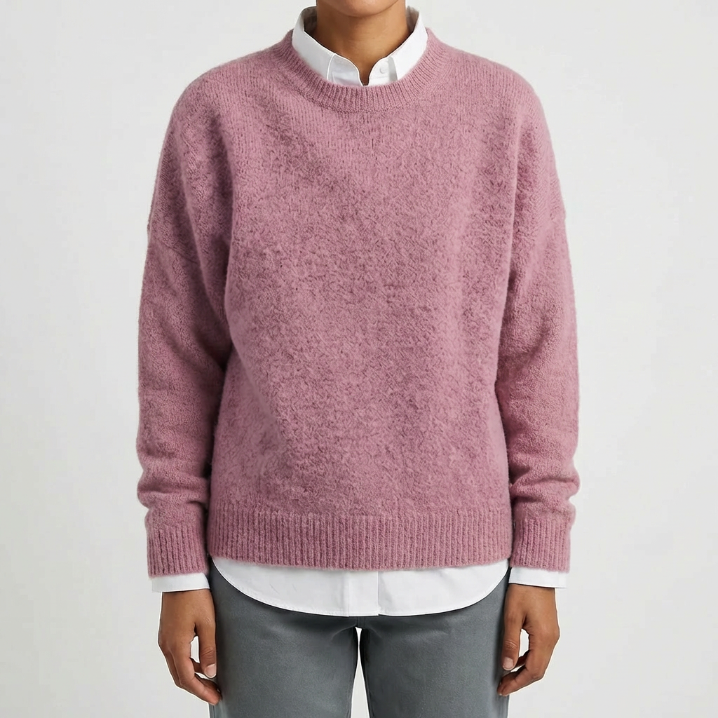 Men's Round Neck Knit Sweater Crewneck Ribbed Relaxed Pullover