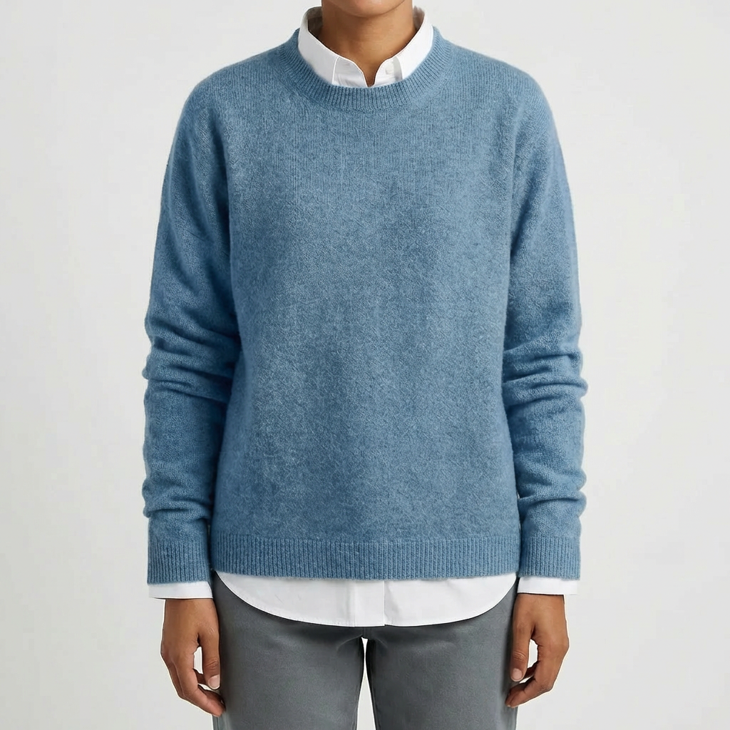 Men's Round Neck Knit Sweater Crewneck Ribbed Relaxed Pullover