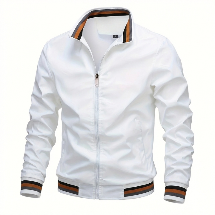 Men's Bomber Transition Jacket Stand Collar Zip-Up Varsity-Rib