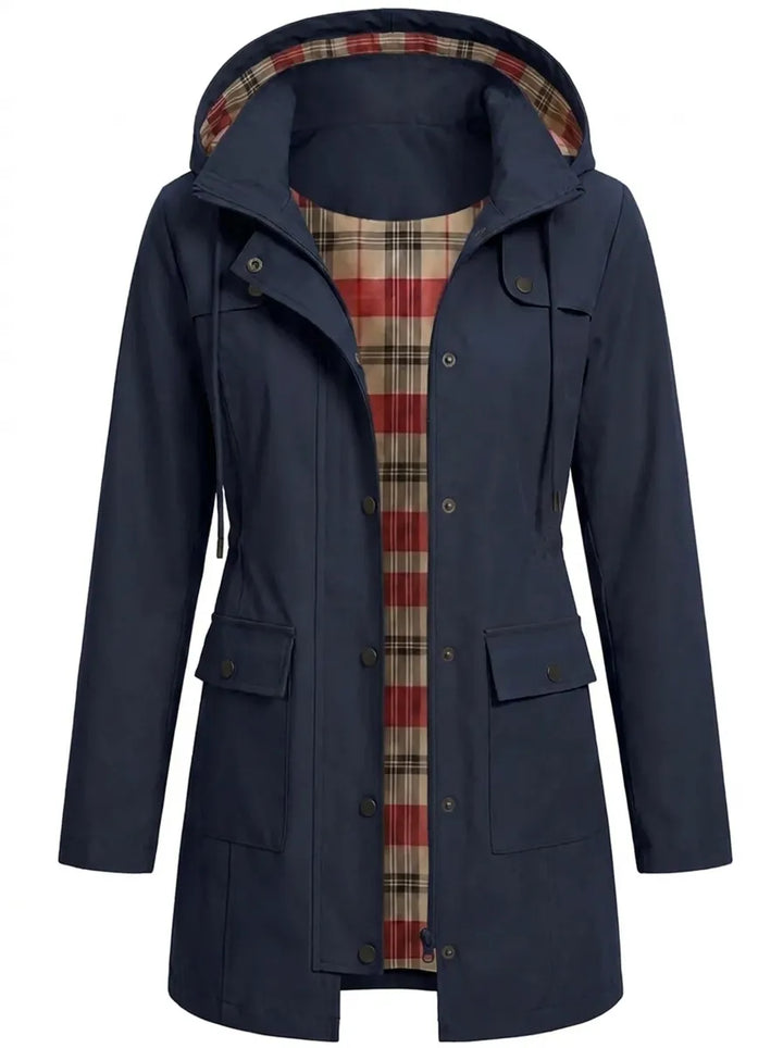Women's Hooded Snap-Front Parka Jacket Drawstring Waist Pocket Winter Coat