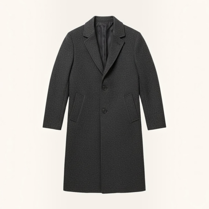 Men's Wool Overcoat Notch Lapel Single-Breasted Tailored Long Winter Coat