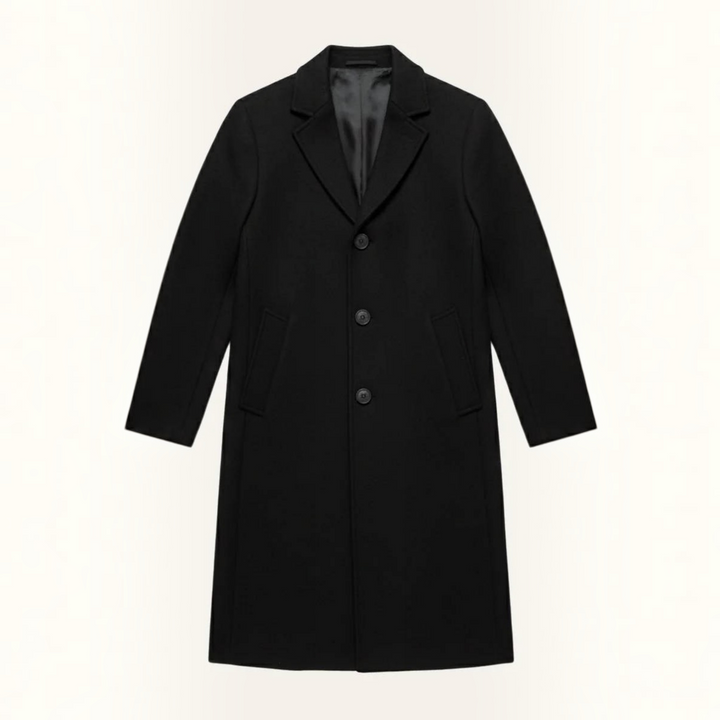 Men's Wool Overcoat Notch Lapel Single-Breasted Tailored Long Winter Coat