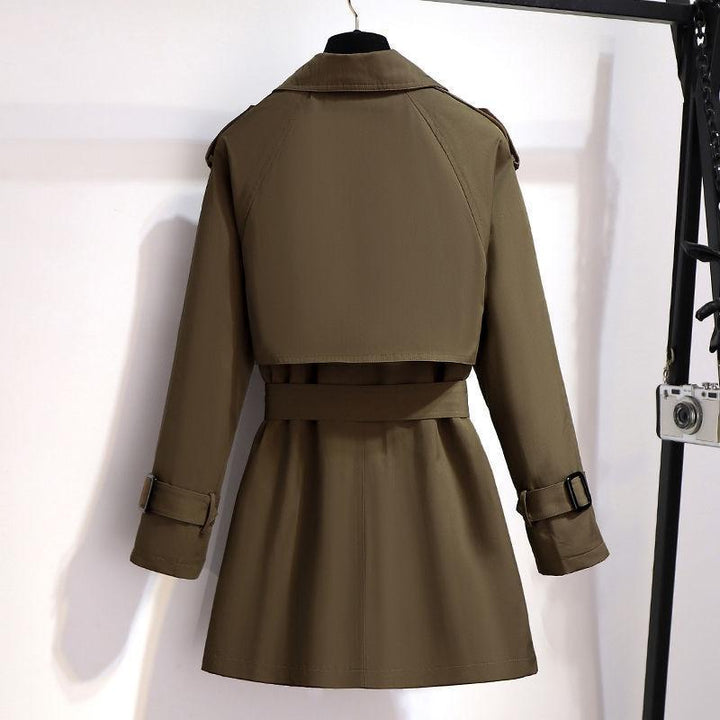 Women's Double-Breasted Trench Coat Notch Lapel Belted Epaulet Tailored