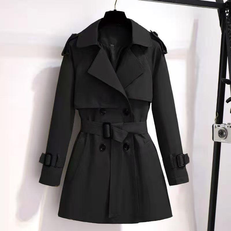 Women's Double-Breasted Trench Coat Notch Lapel Belted Epaulet Tailored