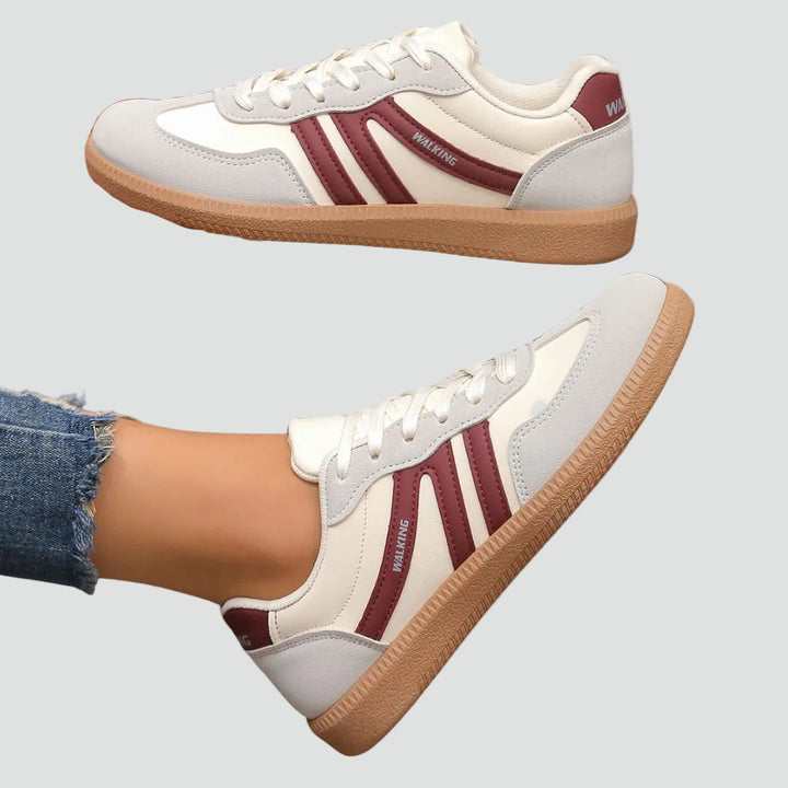 Women's Retro Colorblock Sneakers Lace-Up Suede Panel Gum Sole Casual Walking