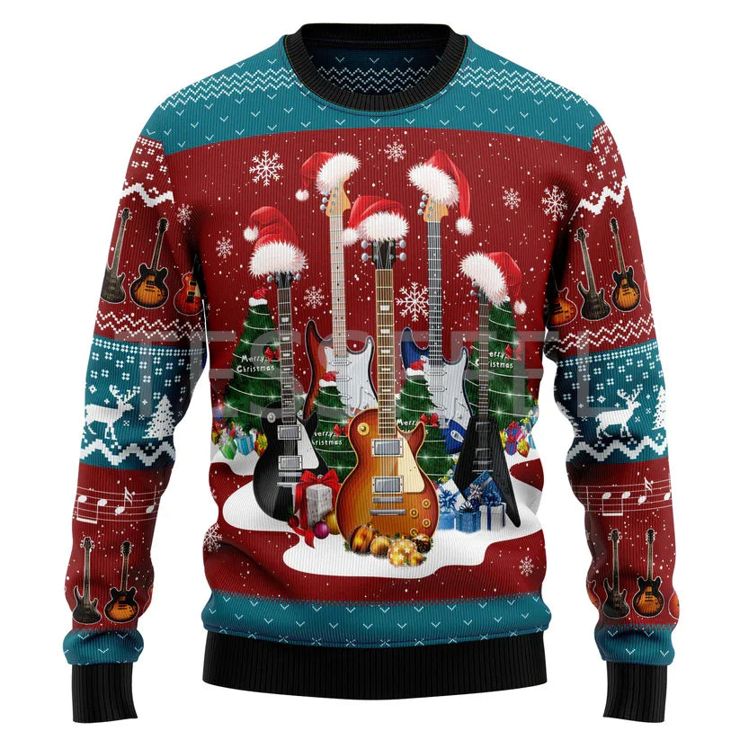 Men's Tacky Christmas Sweater Santa Graphic Festive Ugly Holiday