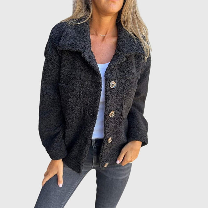 Women's Fleece Teddy Shacket Button-Front Spread Collar Oversized Jacket