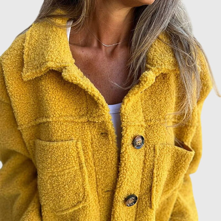 Women's Fleece Teddy Shacket Button-Front Spread Collar Oversized Jacket