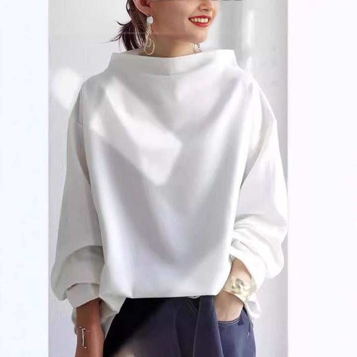 Women's Oversized Mock Neck Knit Sweater Relaxed Batwing Pullover Top