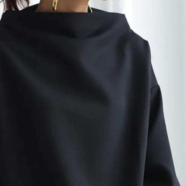 Women's Oversized Mock Neck Knit Sweater Relaxed Batwing Pullover Top