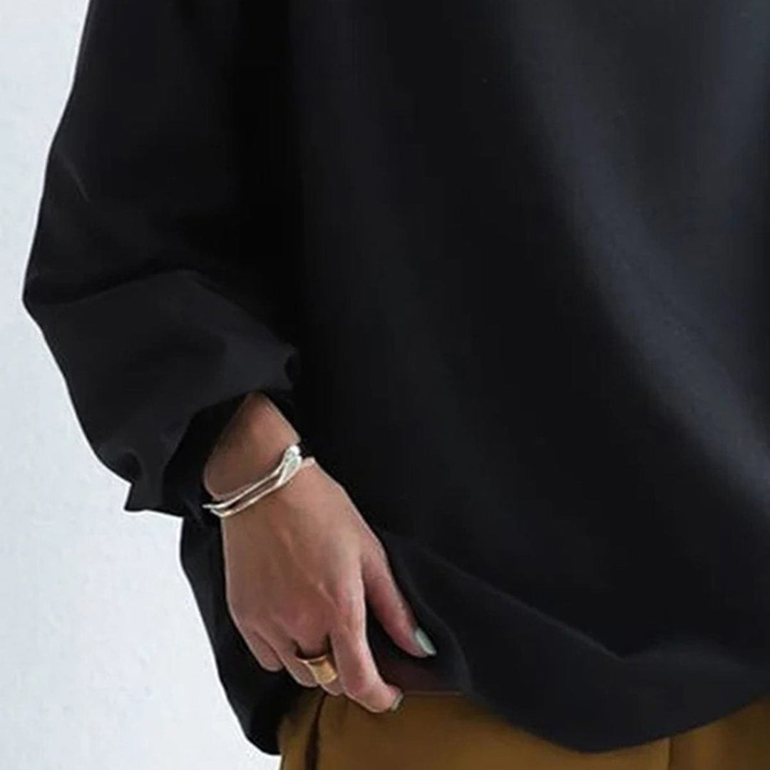 Women's Oversized Mock Neck Knit Sweater Relaxed Batwing Pullover Top
