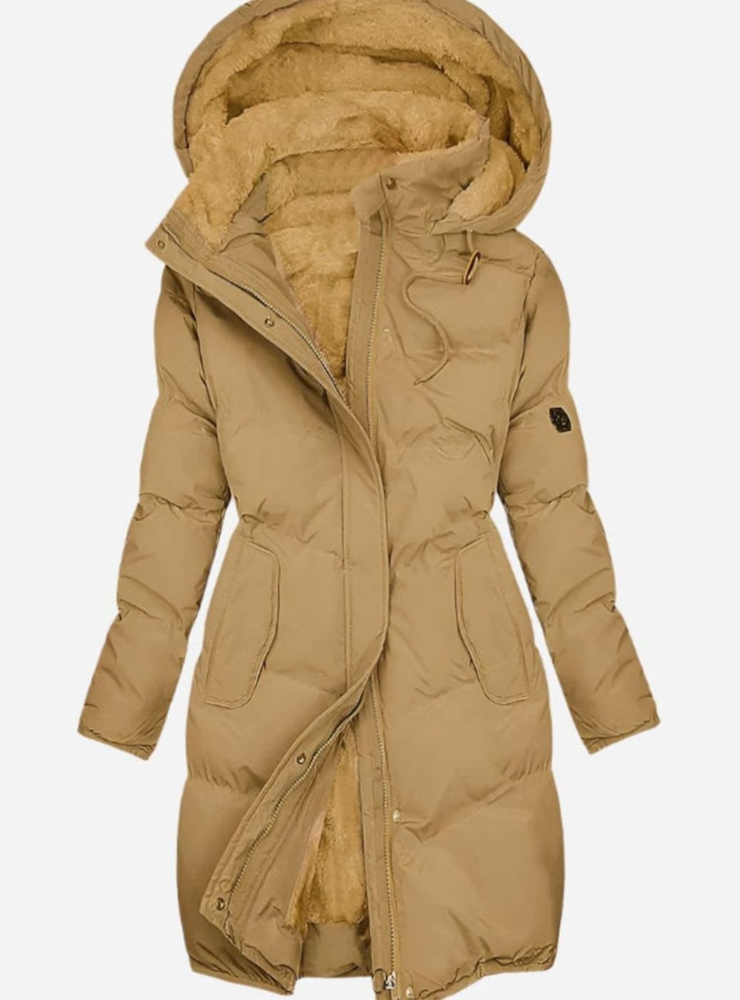 Women's Quilted Fleece-Lined Hooded Parka Coat Long Winter Jacket